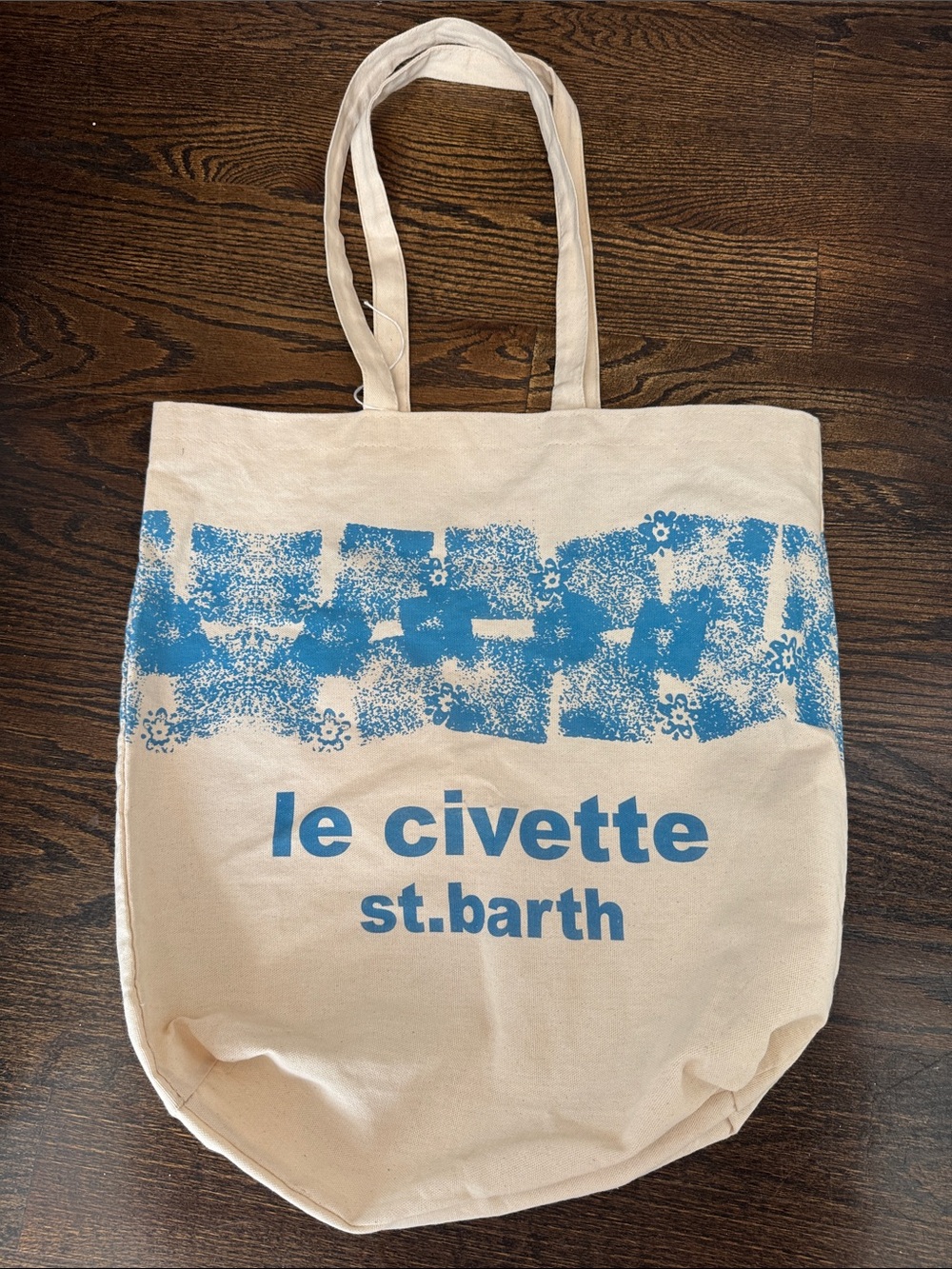 le civette st.barth Canvas Tote Bag in Blue and Cream